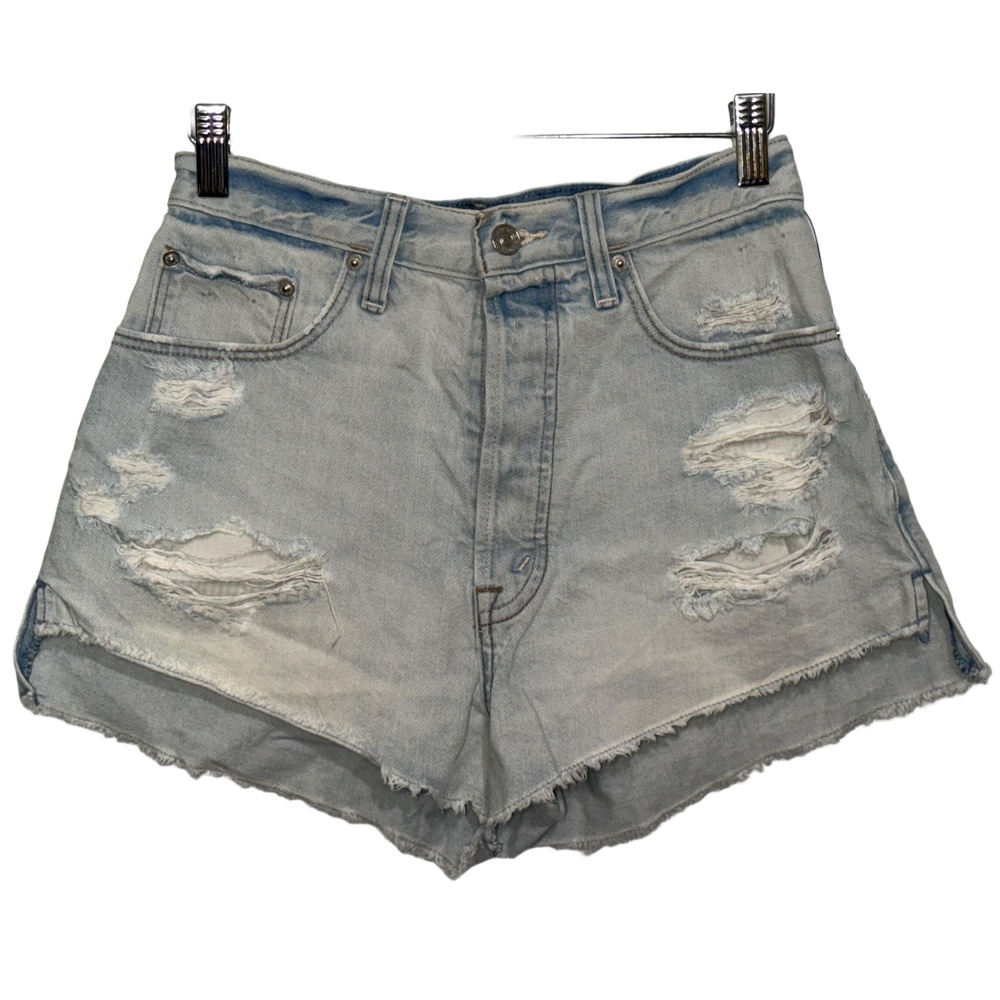 Abercrombie & Fitch Blue Denim Distressed Frayed Hem Jean Shorts Womens Size 26